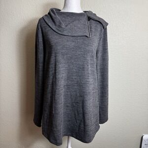 Weekend by Chico's Women's Top Tunic Gray Size 1 (M) Long Sleeve Size Zip‎ Neck
